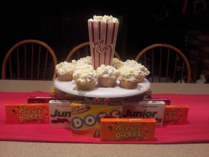 Brandy Johns Here's another homemade cake and cupcakes for a movie themed party.