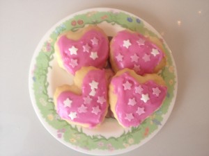 Valentines heart biscuits presented on plate