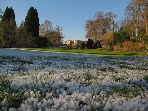 Chirk-castle-in-the-distance-over-snowdrops