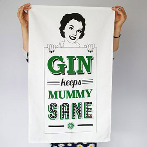 Gin Keeps Mummy Sane Tea towel on #Daysoutwithkids