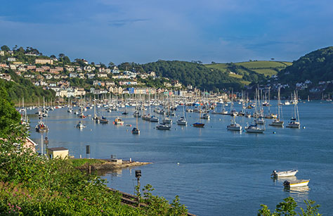Yachts Moored On The Dart Estuary At Kingswear And Dartmouth