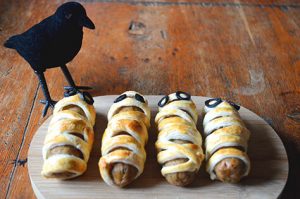 Spooky Vegetarian Sausage Roll Mummies Step 5