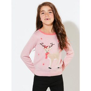 John Lewis Girls Reindeer Christmas Jumper