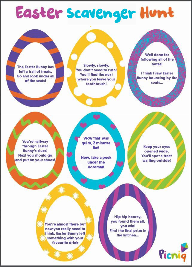 Easter Scavenger Hunt Clues Printable