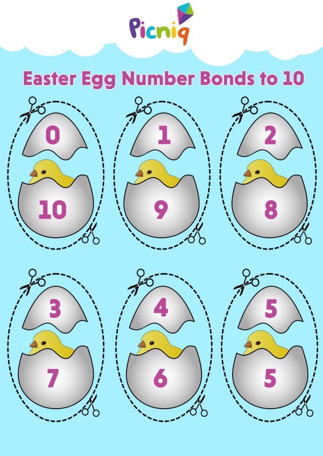 Number Bonds Easter Worksheets